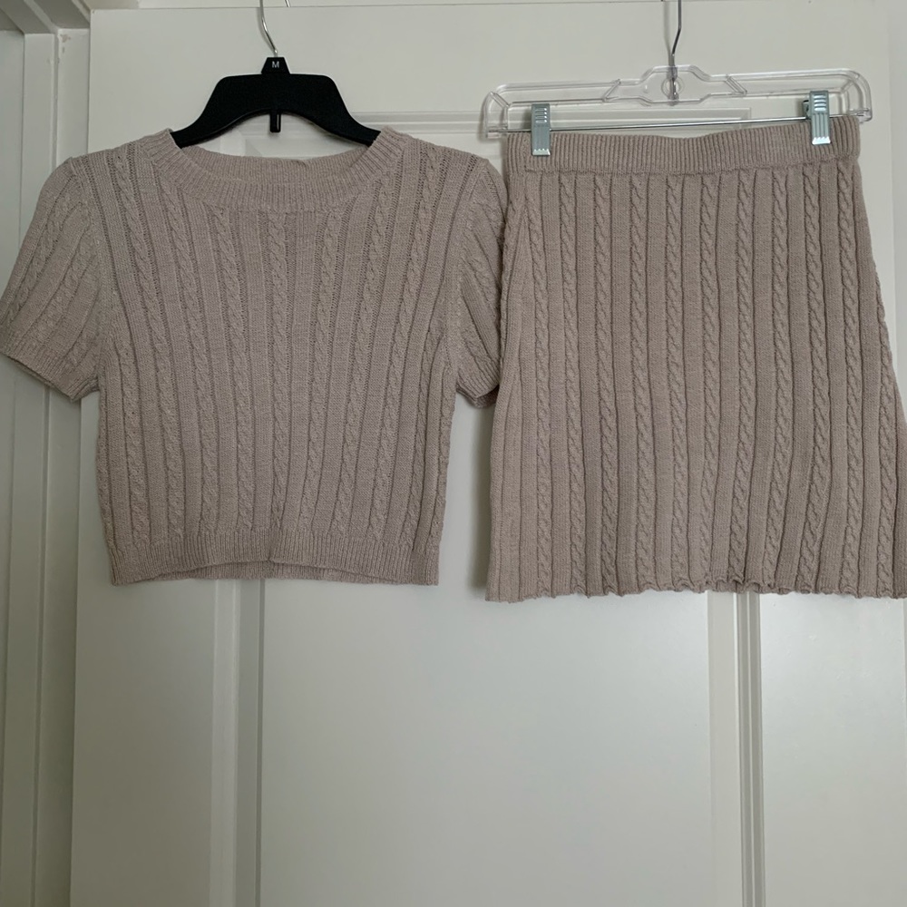 SHEIN tan matching skirt and top, size m